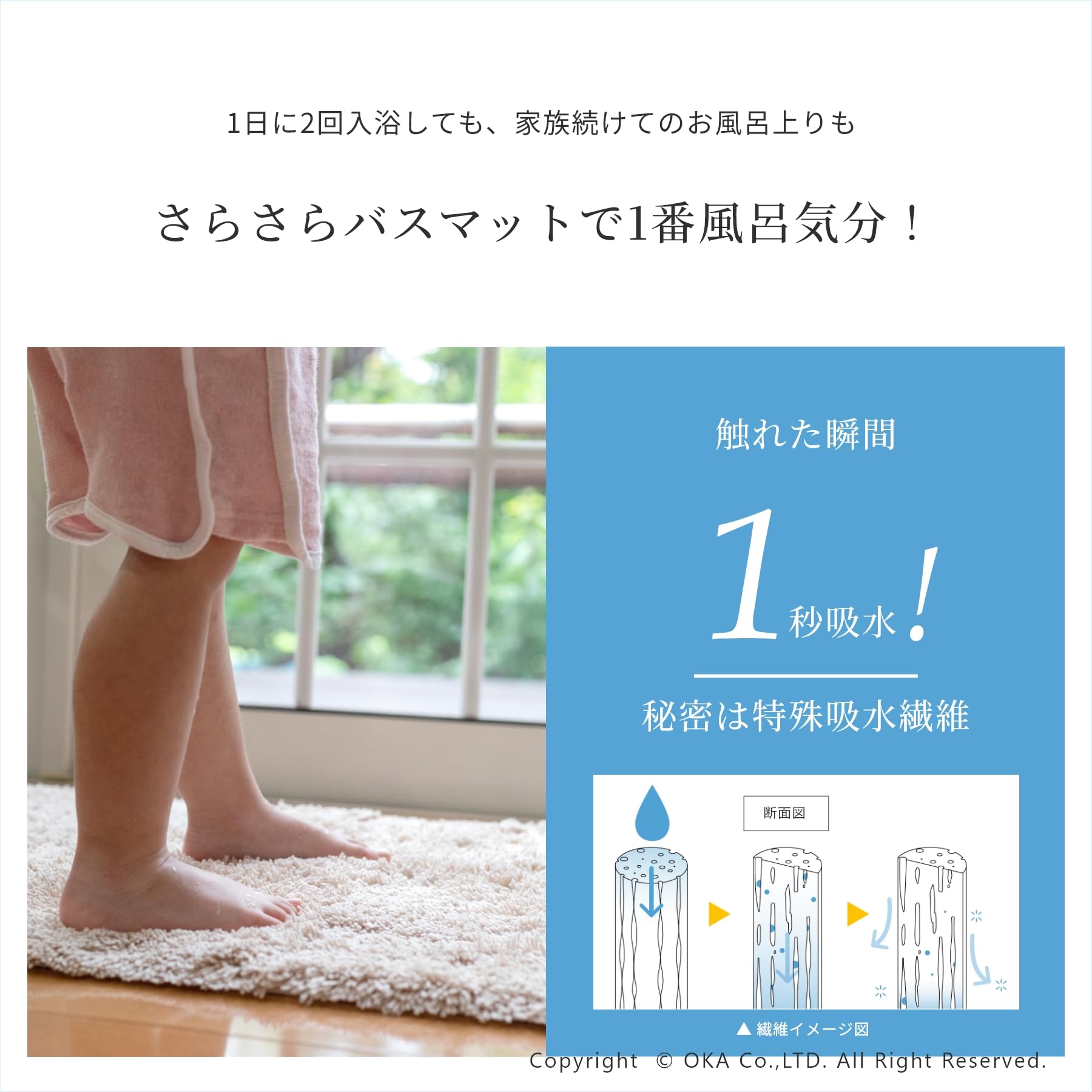Amazon｜オカ(OKA) 乾度良好Dナチュレ バスマット 約70cm×70cm